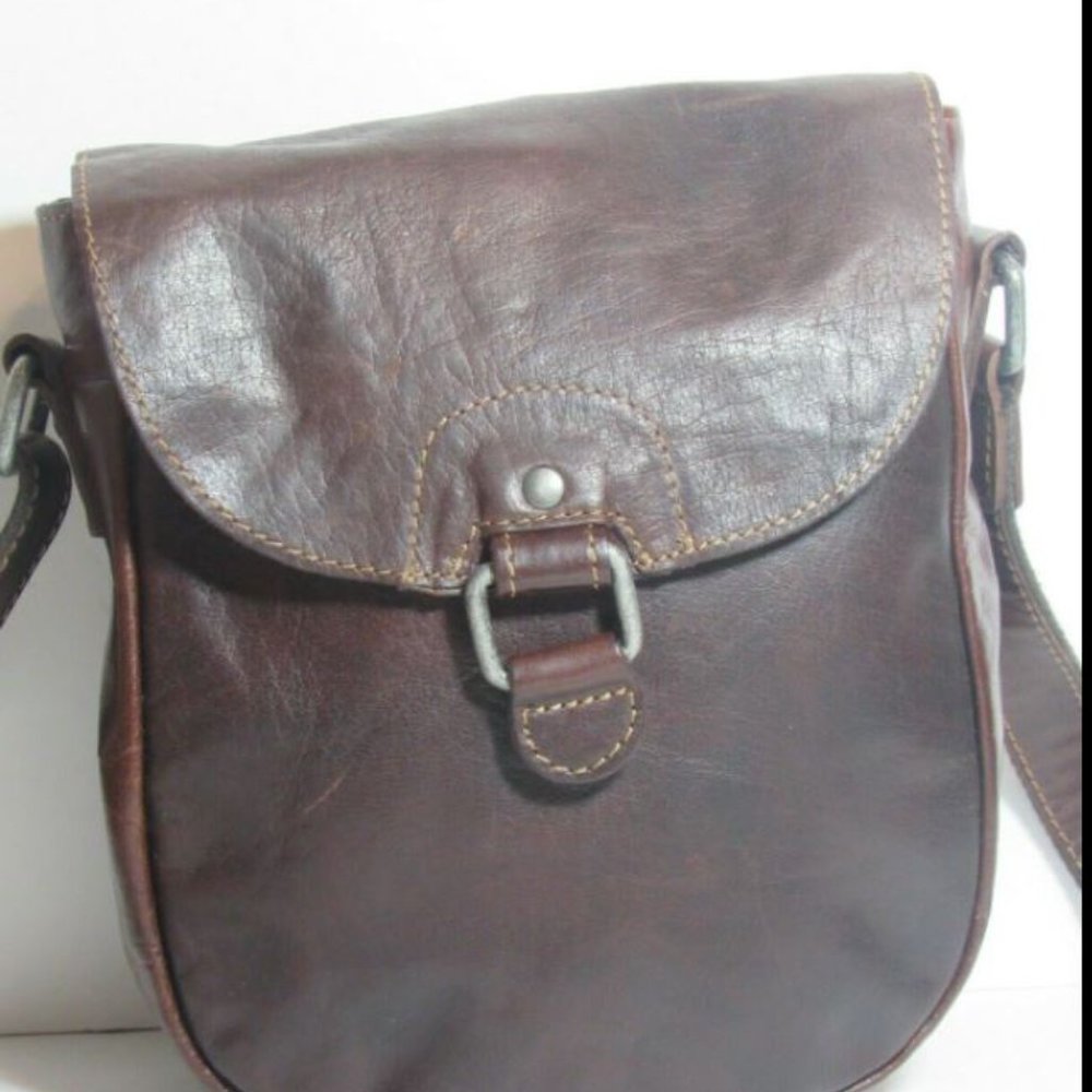 Jack Georges Voyager Horseshoe Crossbody Bag, Leather Shoulder Bag in Brown